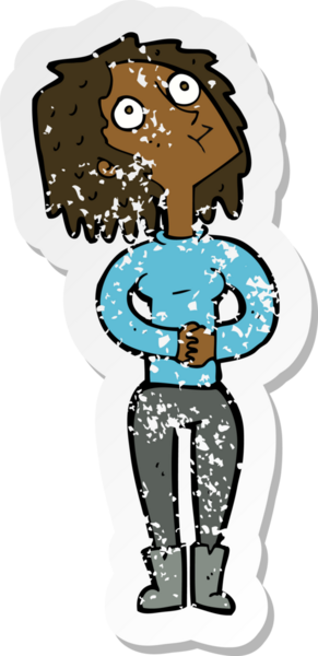 Bir insan tarafından çizilmiş bir karikatür kadının gerilmiş çıkartması.