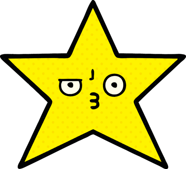 Bir insan tarafından çizilmiş bir altın yıldızın çizgi filmi.