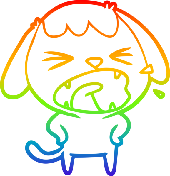 Gökkuşağı gradyan çizgisi bir insan tarafından çizilmiş şirin bir çizgi köpek havlaması.