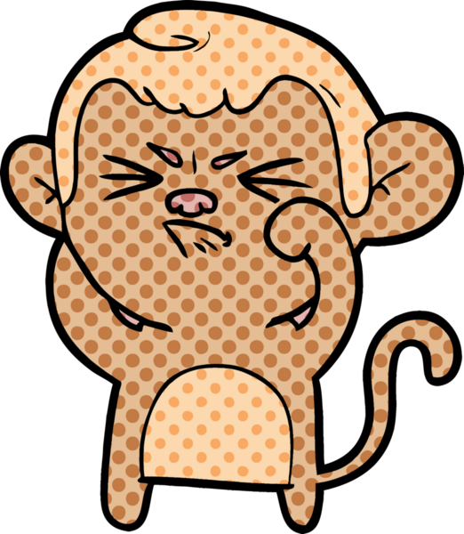 Bir insan tarafından çizilmiş kızgın maymun çizgi filmi.