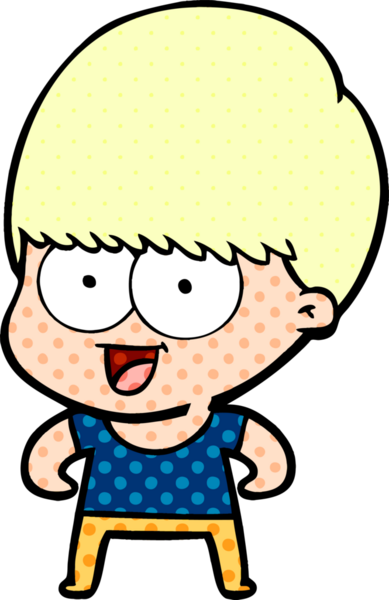 Bir insan tarafından çizilmiş mutlu çizgi film çocuğu.