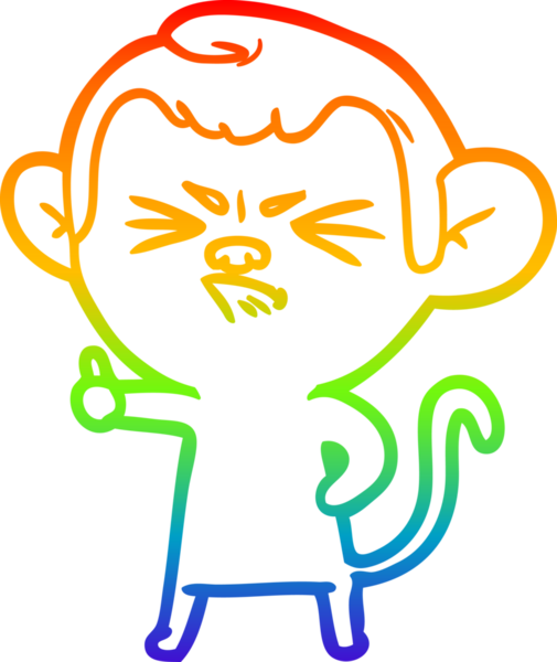 Bir insan tarafından çizilmiş kızgın bir maymunun gökkuşağı gradyan çizimi