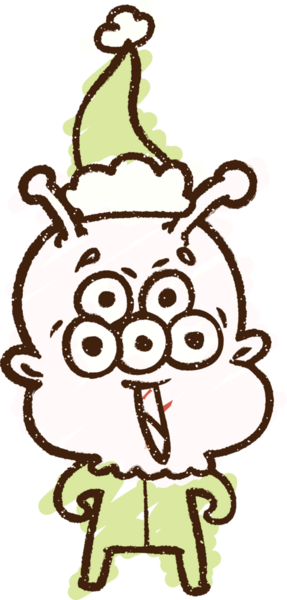 Bir insan tarafından çizilen Noel Uzaylı Tebeşiri