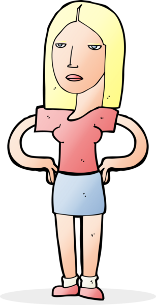 Bir insan tarafından çizilmiş kalçaları olan çizgi film kadını.