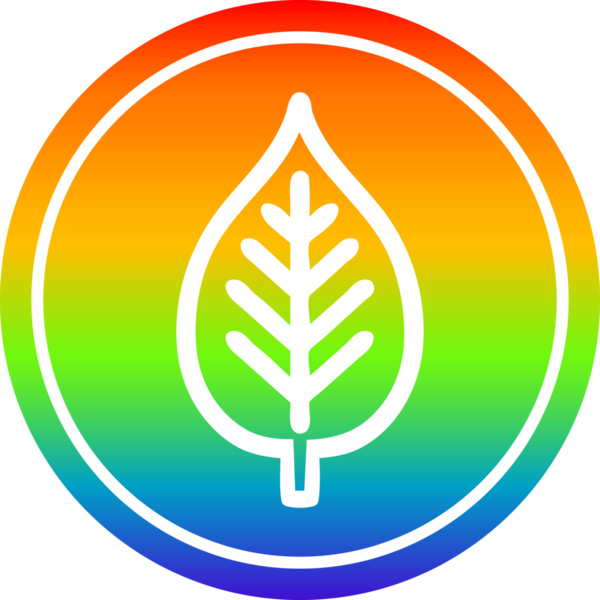 Gökkuşağı gradyan bir insan tarafından çizilmiş doğal yaprak dairesel simgesi
