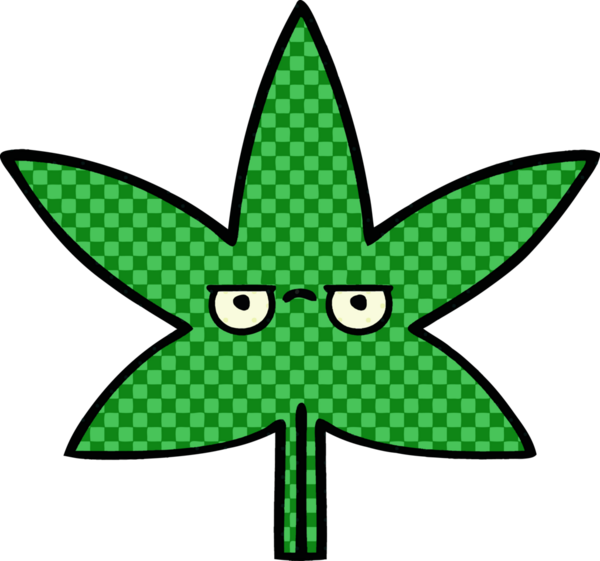Bir insan tarafından çizilmiş marihuana yaprağının karikatürü.