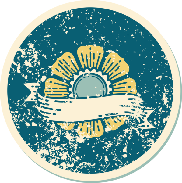 Bir insanın çizdiği çiçek ve pankartın sembolik dövmeli resmi.