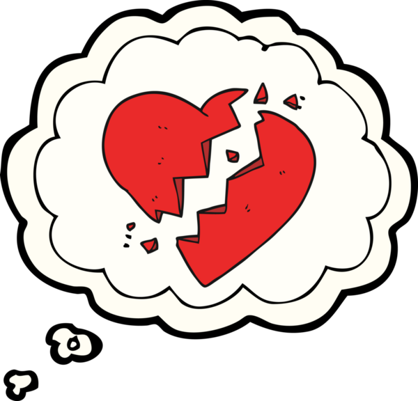 Serbest çizim düşünce balonu karikatürü Bir insan tarafından çizilmiş kırık kalp