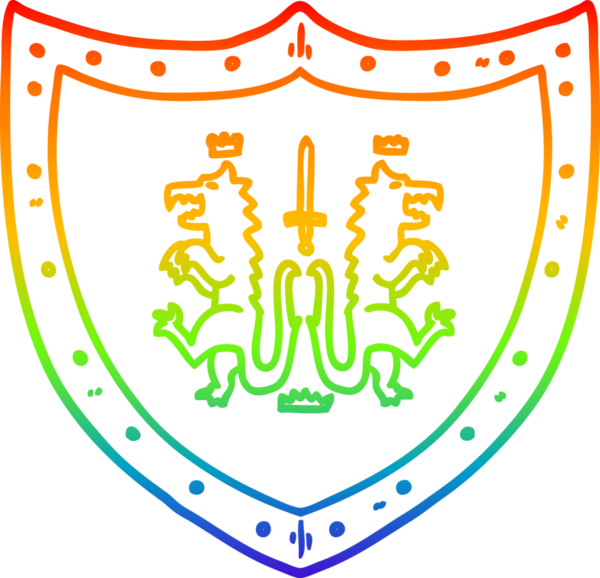 gökkuşağı gradyan çizgi çizimi bir insan tarafından çizilmiş heraldik bir kalkan