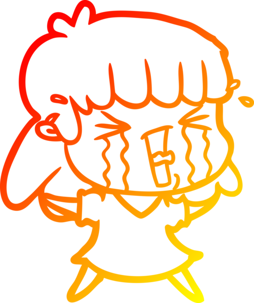 Bir insan tarafından çizilmiş, ağlayan bir çizgi kadın çizimi.