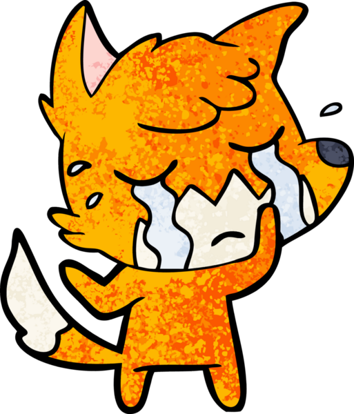 Bir insan tarafından çizilmiş ağlayan tilki çizgi filmi.