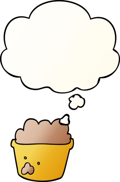 Bir insan tarafından çizilmiş yumuşak eğimli düşünce baloncuklu toprak saksısı.