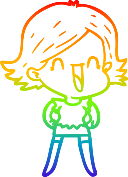 gökkuşağı gradyan çizimi bir insan tarafından çizilmiş mutlu bir kadın çizgi