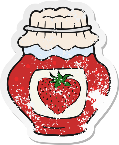 Bir insan tarafından çizilmiş çilek reçeli kavanozunun gerilimli reçeli.