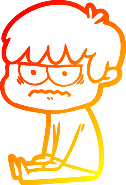 Bir insan tarafından çizilmiş kızgın çizgi film çocuğunun sıcak çizgi çizimi.