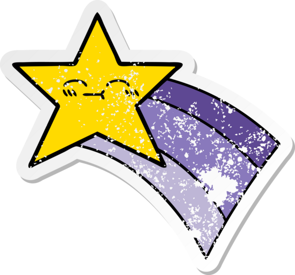 Bir insan tarafından çizilmiş gökkuşağı yıldızı gibi çizilmiş tatlı bir çizgi film çıkartması.