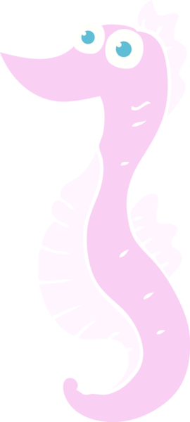 Bir insan tarafından çizilmiş deniz atının düz renk çizimi