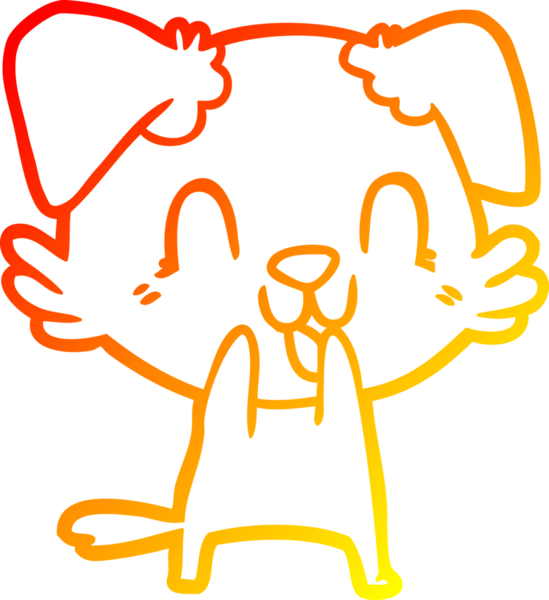 Bir insan tarafından çizilmiş gülen çizgi film köpeğinin sıcak çizgi çizgisi.