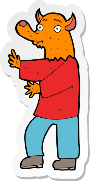 Bir insan tarafından çizilmiş bir tilkinin çıkartması.