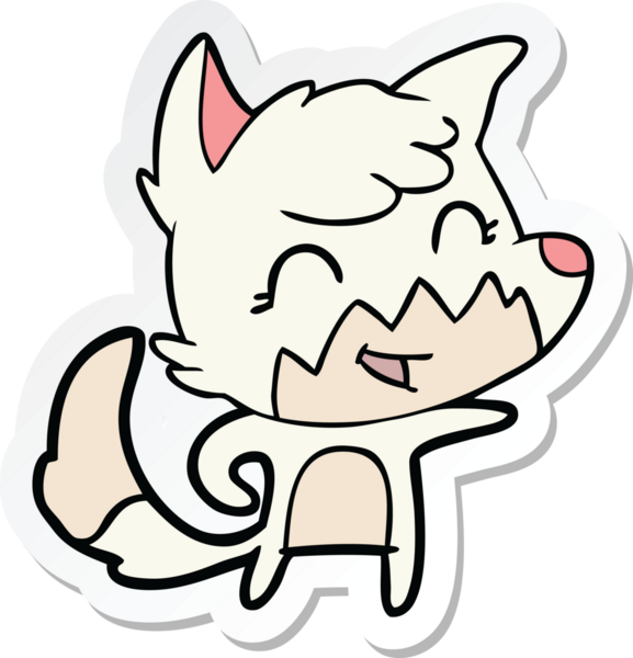 Bir insan tarafından çizilmiş mutlu bir tilkinin çıkartması.