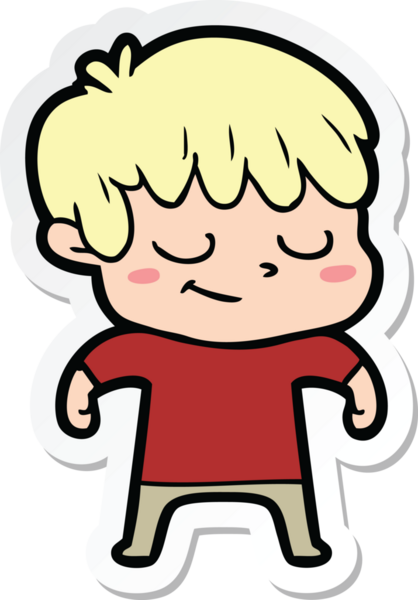 Bir insan tarafından çizilmiş mutlu bir çizgi film çocuğunun çıkartması.