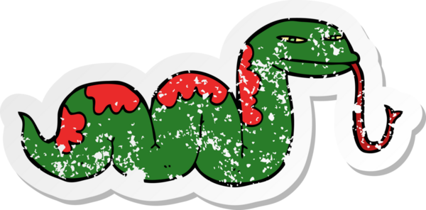 Bir insan tarafından çizilmiş sürüngen bir yılanın sıkıntılı çıkartması.