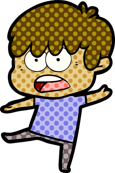 Bir insan tarafından çizilmiş endişeli çizgi film çocuğu.