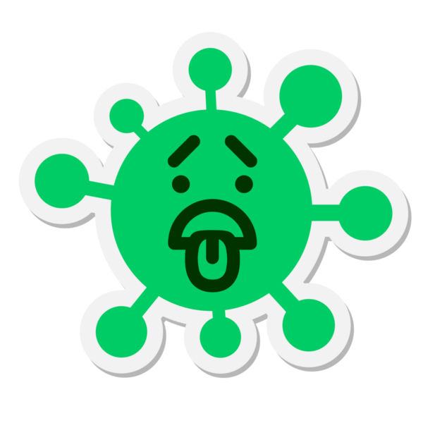 Bir insan tarafından çizilmiş, tiksindirici virüs etiketi.