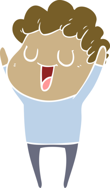 Bir insan tarafından çizilmiş düz renkli karikatür adam.