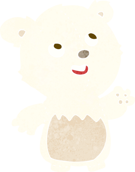 Bir insan tarafından çizilmiş mutlu küçük oyuncak kutup ayısı