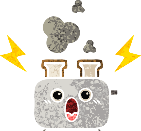 Bir insan tarafından çizilmiş bir tost makinesinin retro çizim stili karikatürü