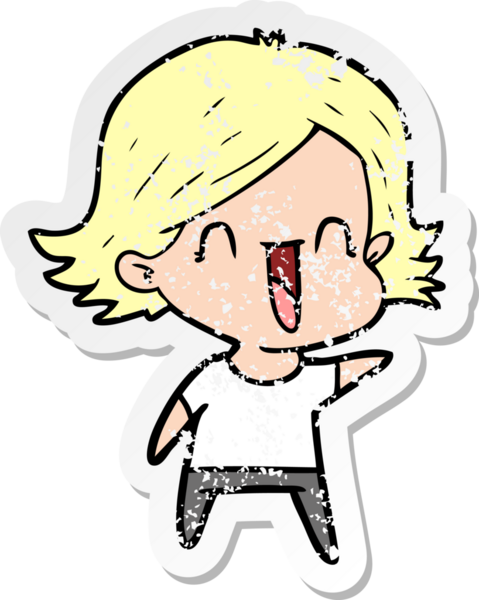 Bir insan tarafından çizilmiş mutlu bir karikatür çıkartması.