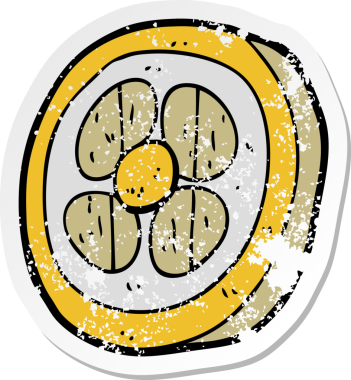 Bir insan tarafından çizilmiş ortaçağ kalkanının gerilmiş çıkartması.