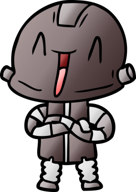 Bir insan tarafından çizilmiş çizgi film robotu