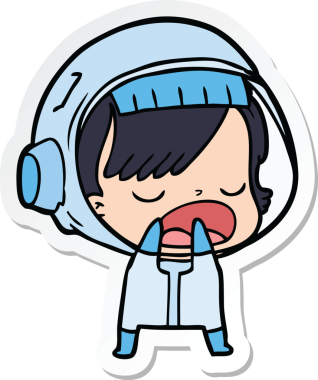 Bir insan tarafından çizilmiş astronot bir kadının çıkartması.