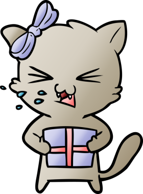 Bir insan tarafından çizilmiş çizgi film kedisi.