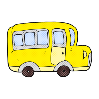 Bir insan tarafından çizilmiş sarı karikatür okul otobüsü