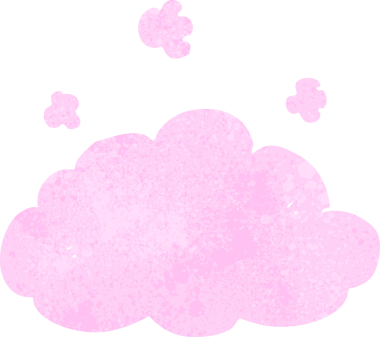 Bir insan tarafından çizilmiş tüylü pembe bir bulut.