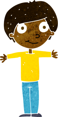 Bir insan tarafından çizilmiş kolları açık mutlu çocuk çizgi filmi.