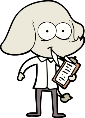 Bir insan tarafından çizilmiş mutlu bir fil.