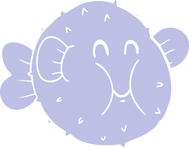 Bir insan tarafından çizilmiş düz renkli kirpi balığı.