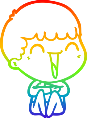 Gökkuşağı gradyan çizgi çizimi mutlu bir adamın bir insan tarafından çizilmiş gülüşü