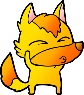 Bir insan tarafından çizilmiş tilki çizgi film karakteri