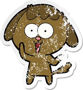 Bir insan tarafından çizilmiş şirin bir köpeğin sıkıntılı çıkartması.