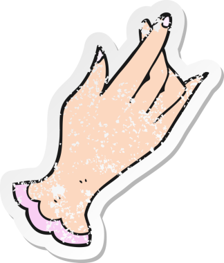 Bir insan tarafından çizilmiş bir karikatür elin gerilmiş çıkartması.