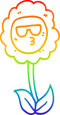 gökkuşağı gradyan çizimi bir insan tarafından çizilmiş bir karikatür çiçeği