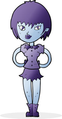 Bir insan tarafından çizilmiş güzel vampir kız çizgi filmi.