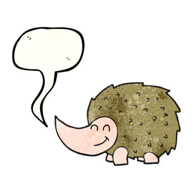 Bir insan tarafından çizilmiş serbest konuşma balonu desenli kirpi.