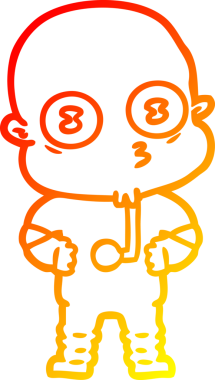 Bir insan tarafından çizilmiş garip kel bir uzay adamının sıcak çizgi çizimi