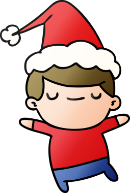 Bir insan tarafından çizilmiş Kawai çocuğunun el çizimi gradyan çizgi filmi.